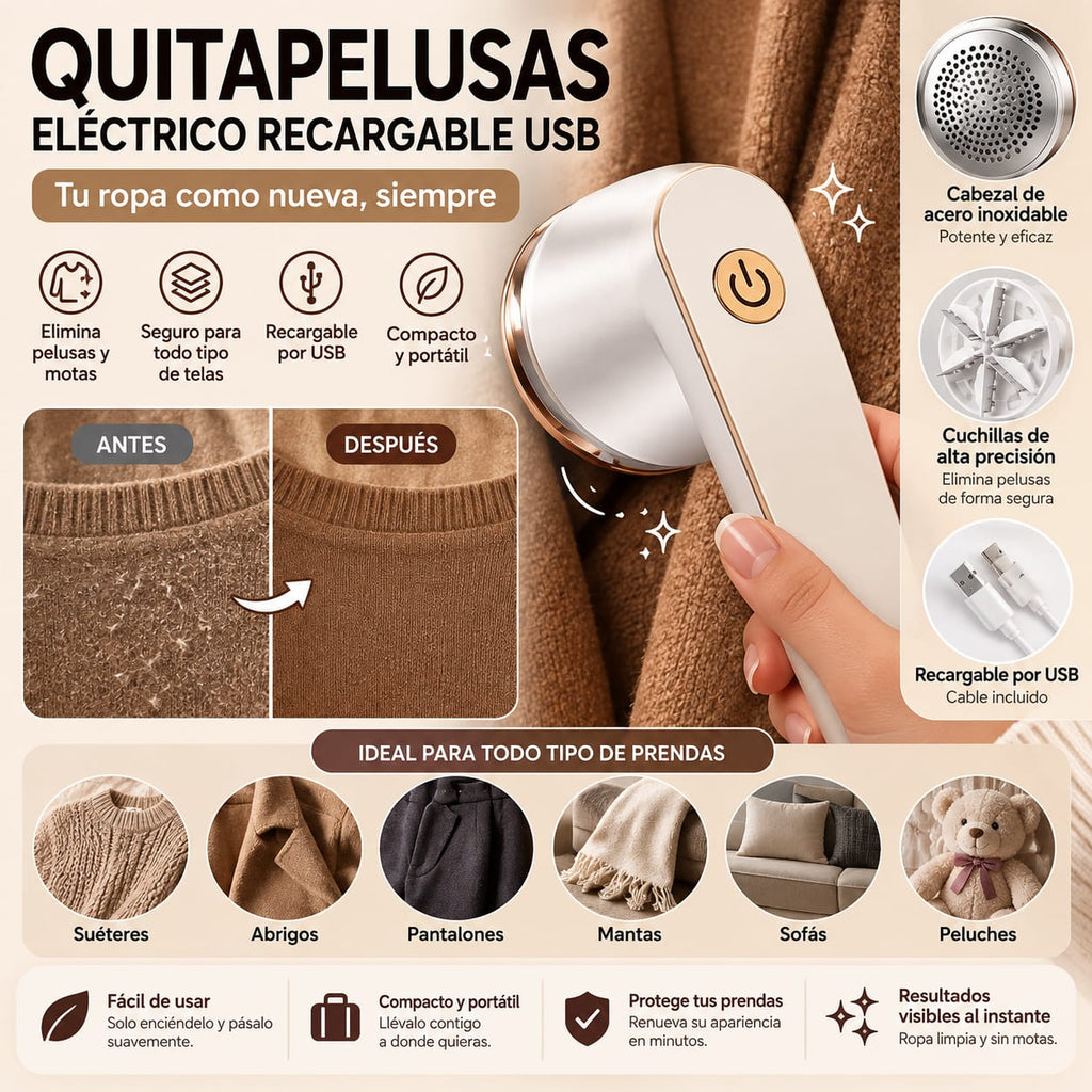 Quitapelusas Eléctrico Recargable USB